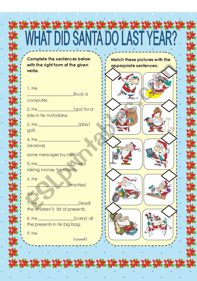 WHAT DID SANTA DO LAST YEAR? worksheet