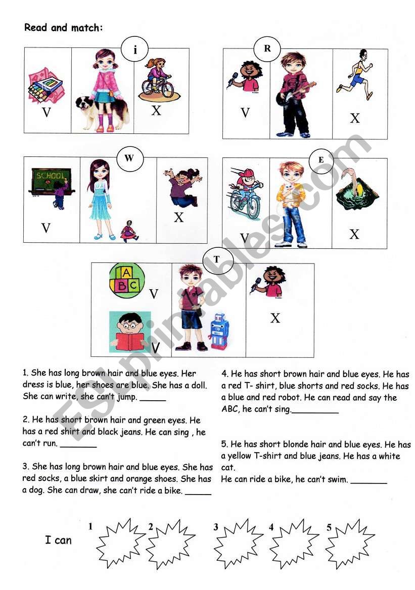 Read and match worksheet