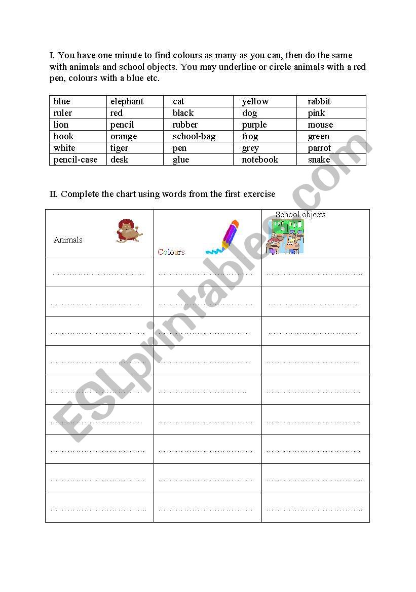 looking for a word worksheet