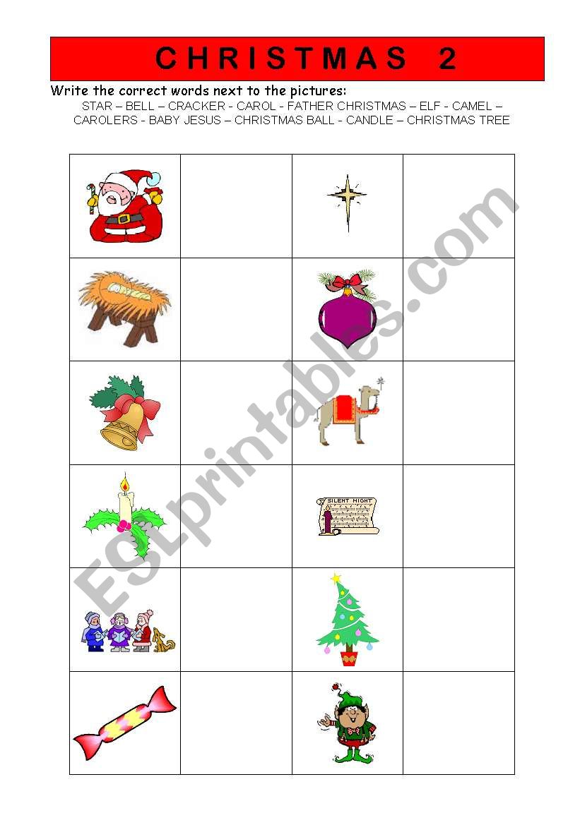 Christmas vocabulary  worksheet 2/2