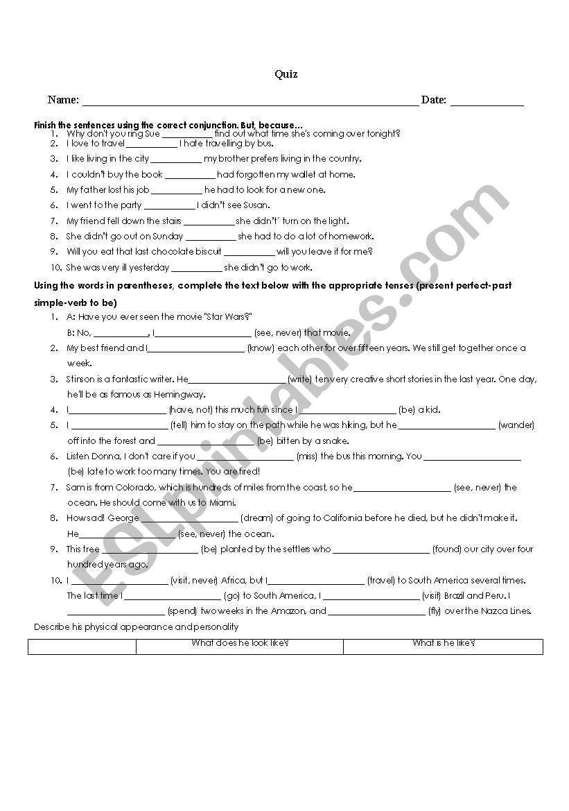 Quiz worksheet
