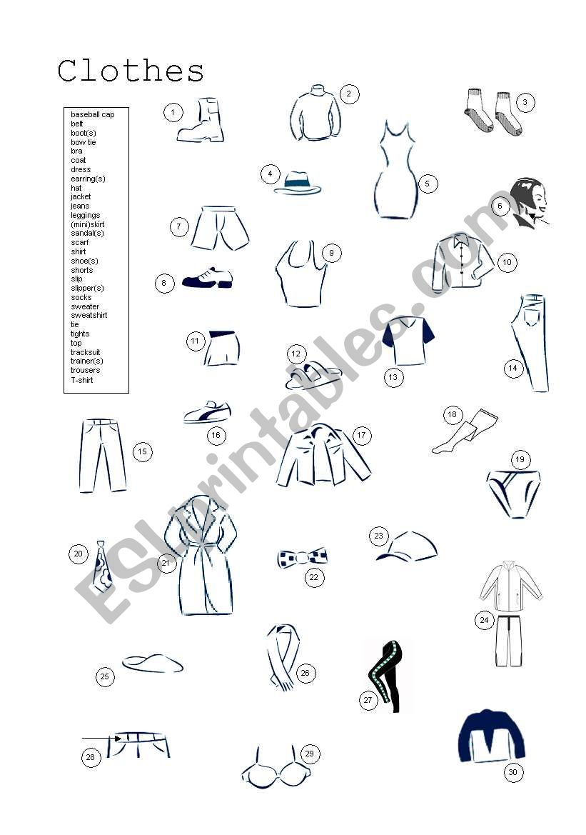 Clothes Vocabulary Exercise worksheet