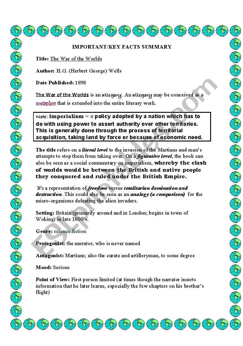 The Summary Analysis of The War of the Worlds