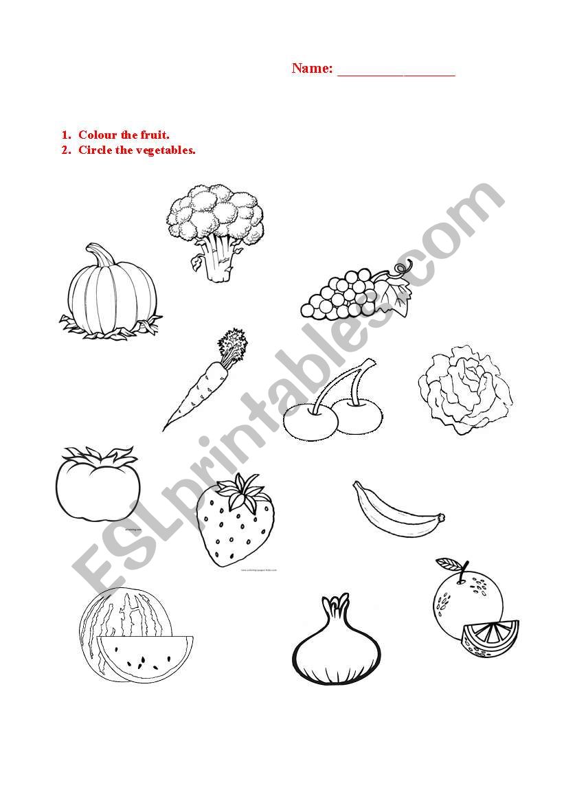 Fruit and vegetables worksheet