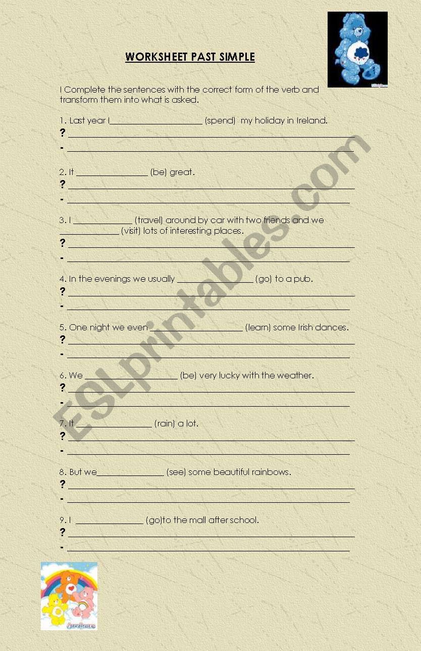 past simple worksheet