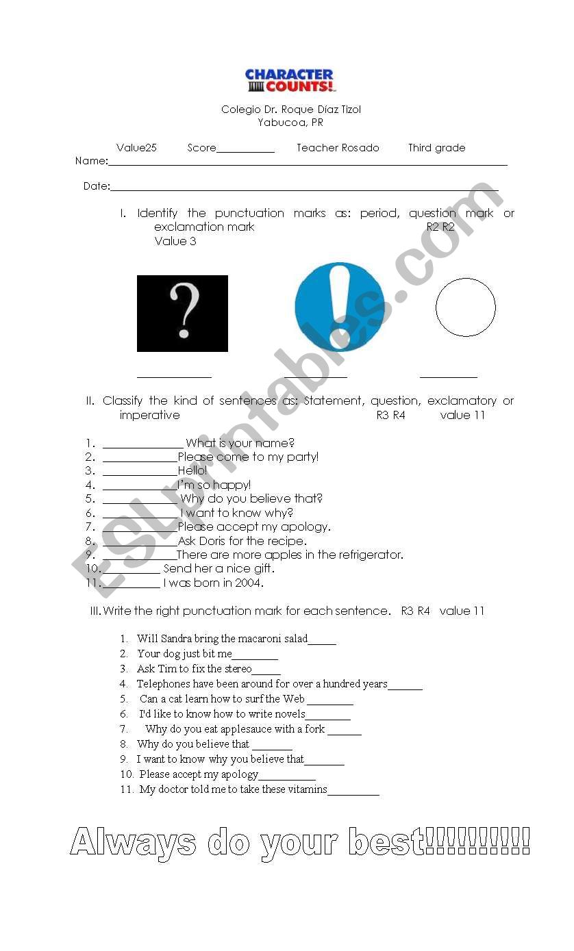 Kind of Sentences  worksheet