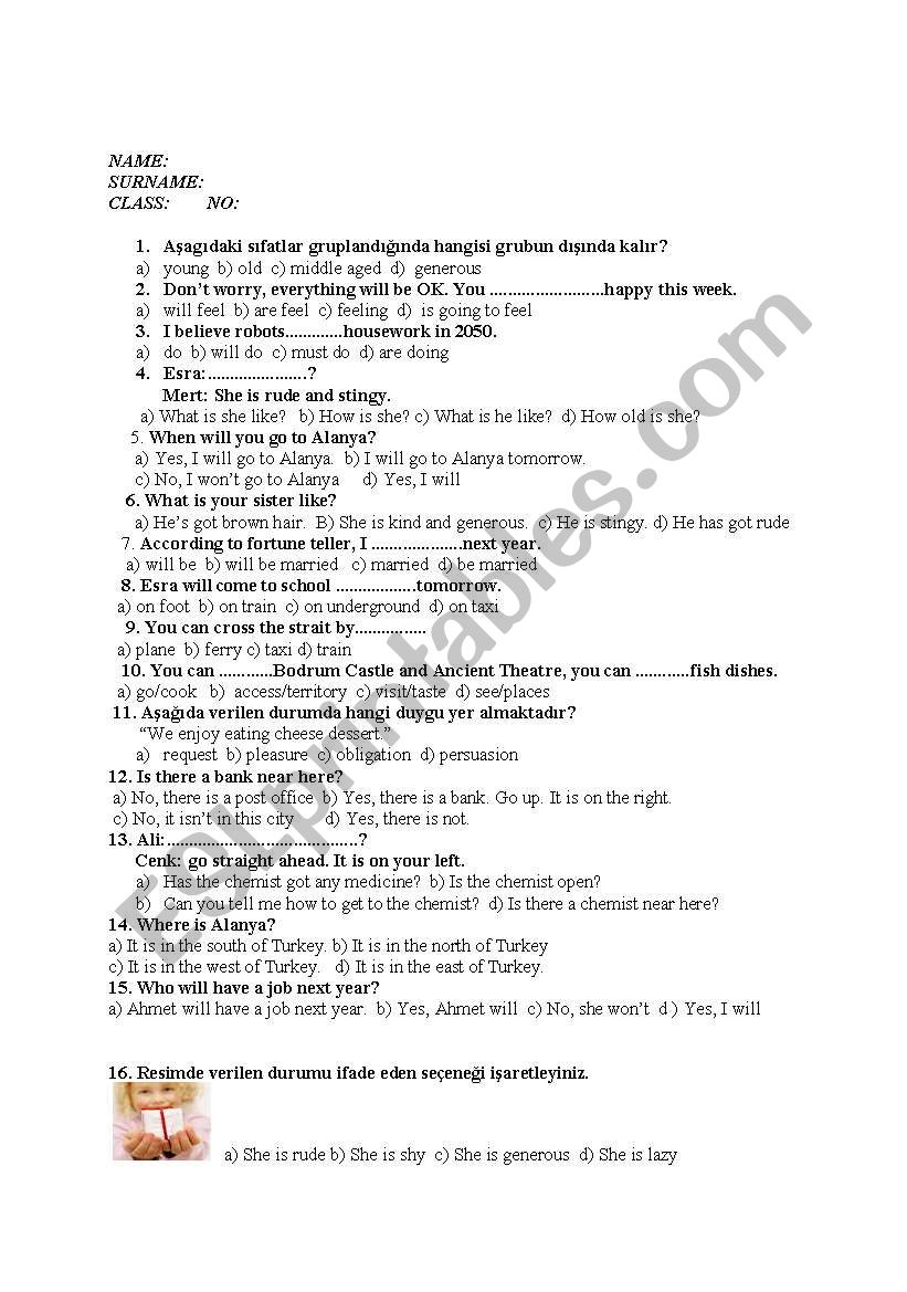 exam  worksheet