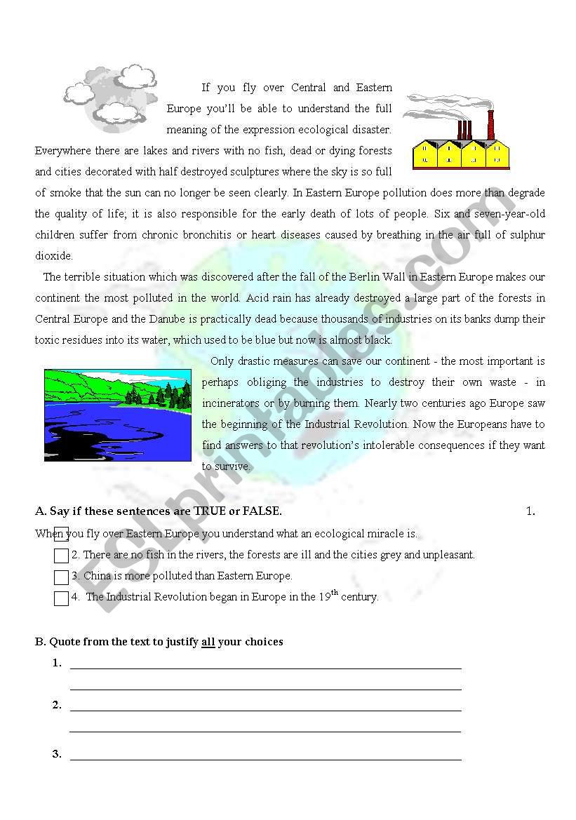 Pollution in Europe worksheet