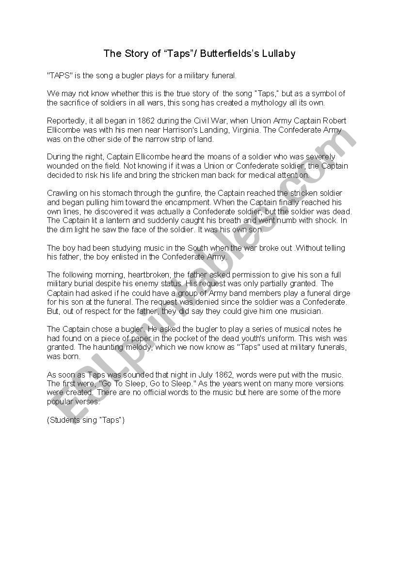 Story of Taps- Remembrance Day or Vets Day