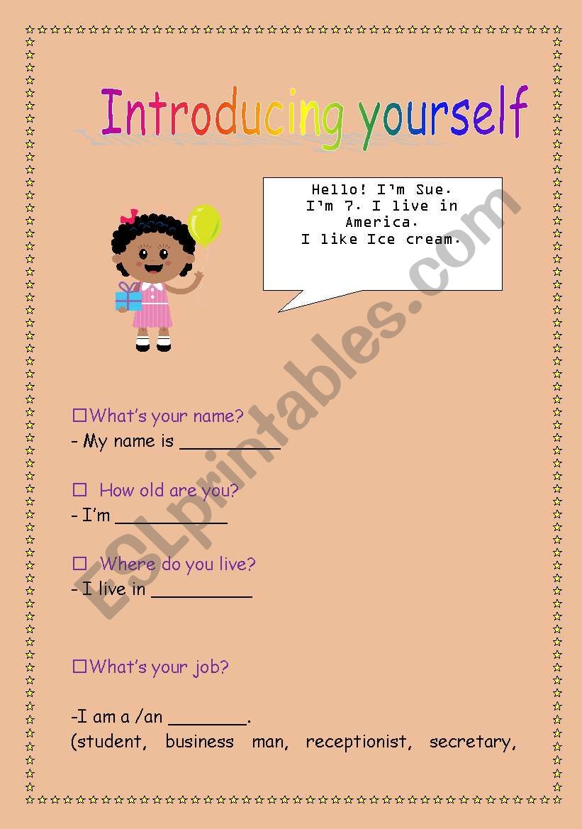 Introducing yourself! worksheet