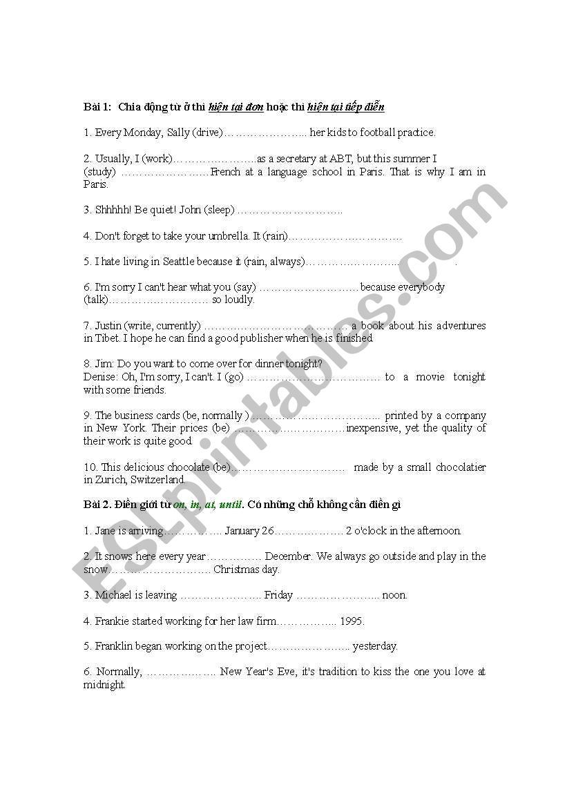 elementary test worksheet