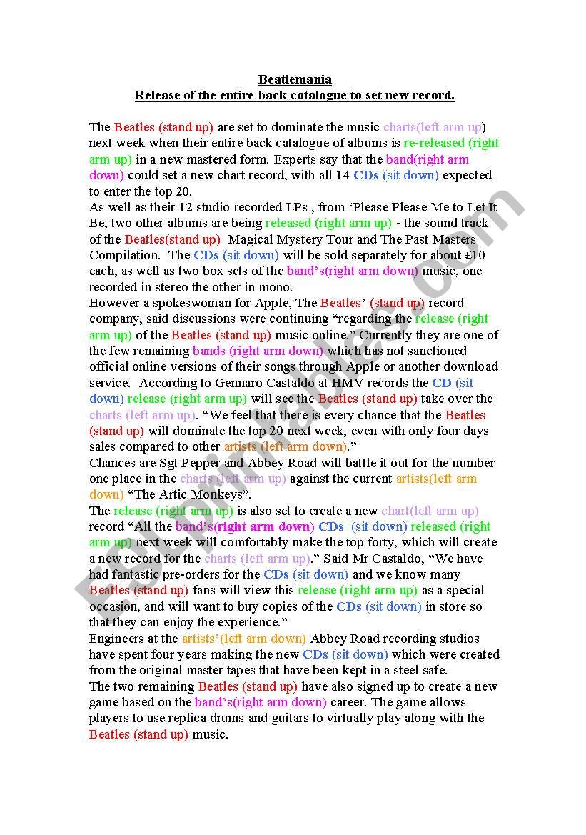 Beatlemania worksheet