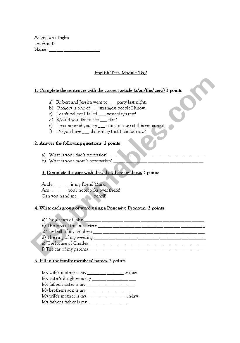 Test worksheet