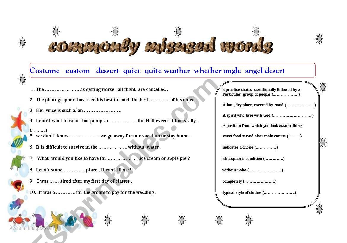 commonly misused words worksheet