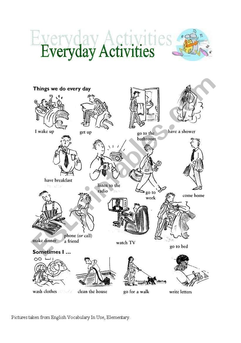 everyday activities worksheet
