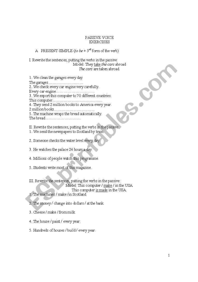 passive voice worksheet