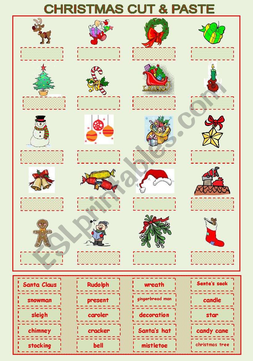 X-mas Cut and Paste worksheet