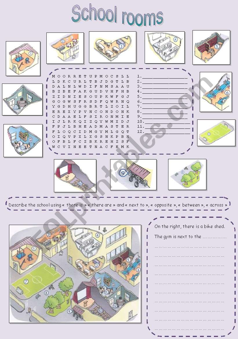 School rooms worksheet