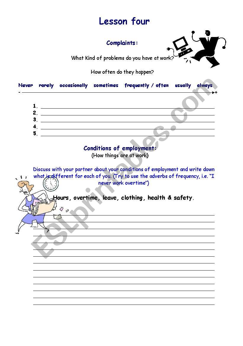 Work conditions worksheet