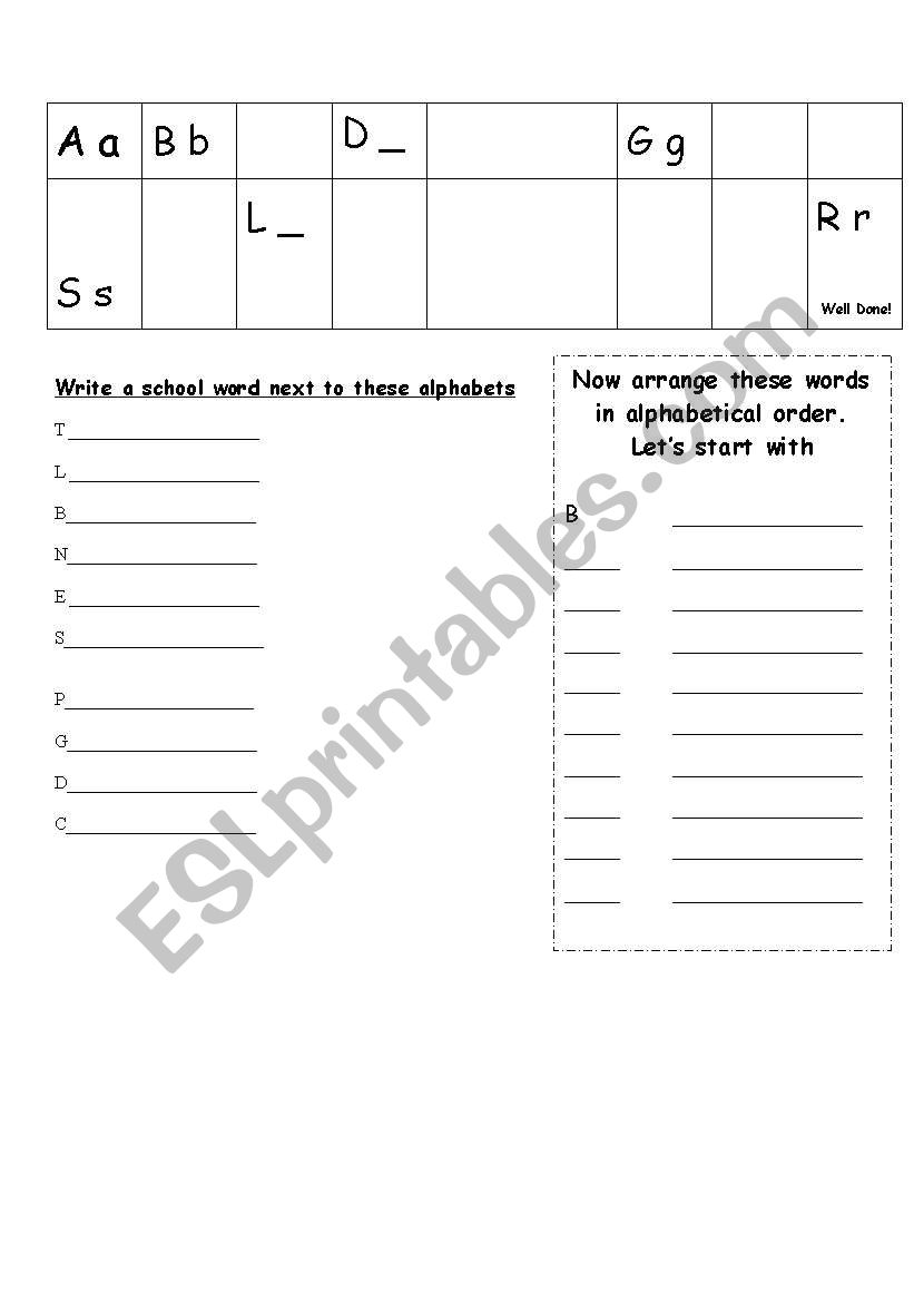 ALphabatize worksheet