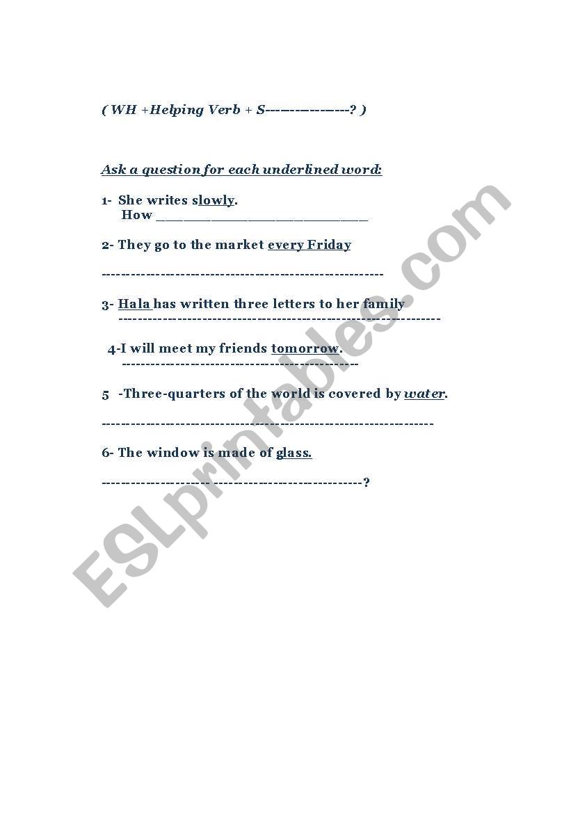 Fprming Questions worksheet