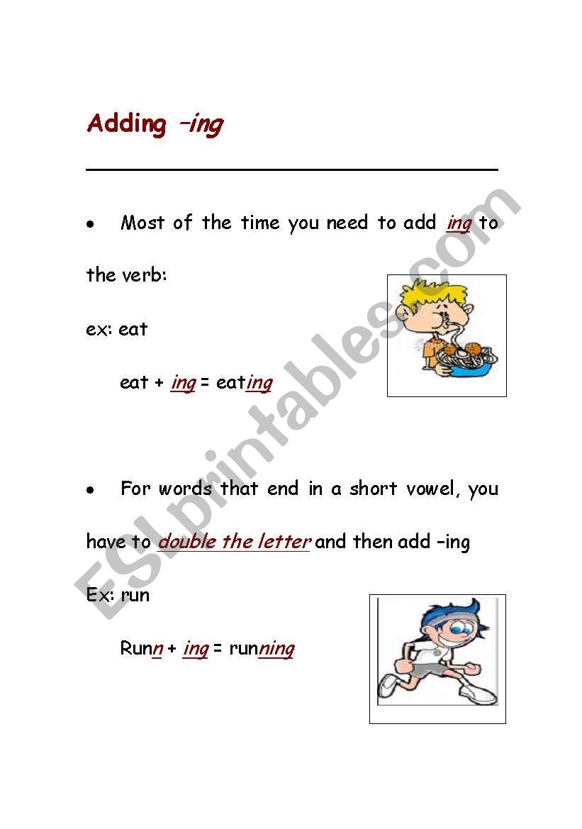 adding ing worksheet