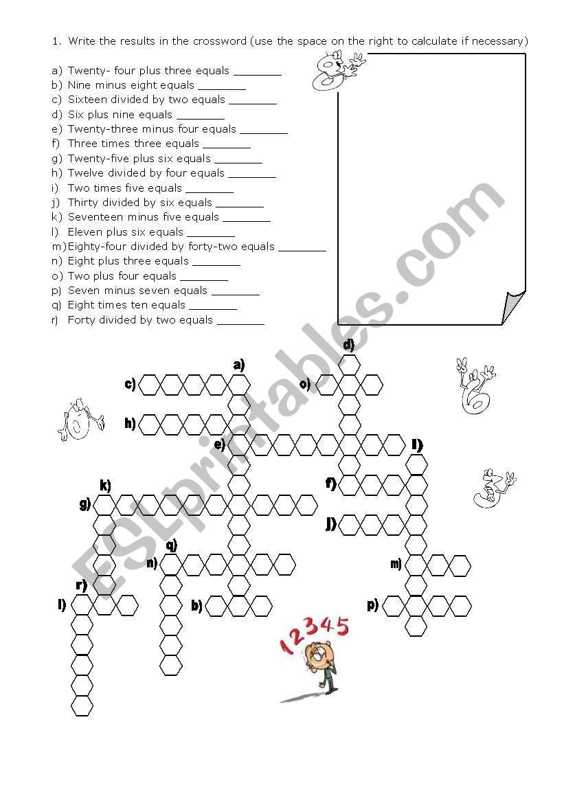 Numbers activity worksheet