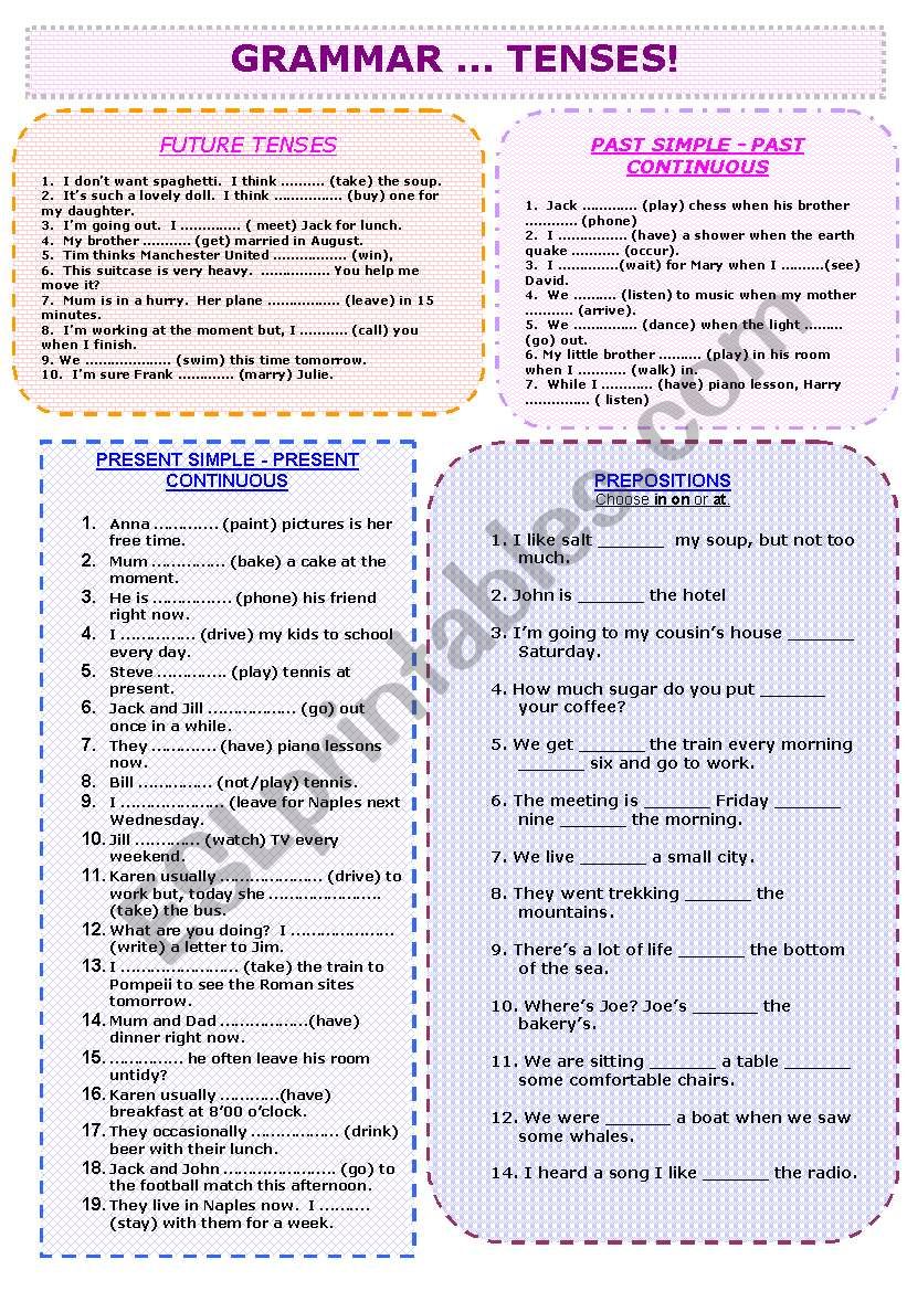 GRAMMAR worksheet