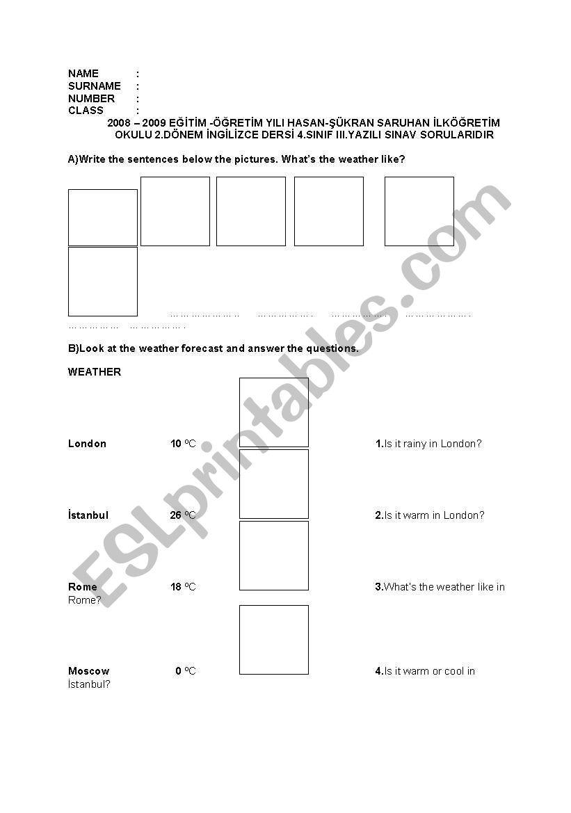 weather conditions worksheet