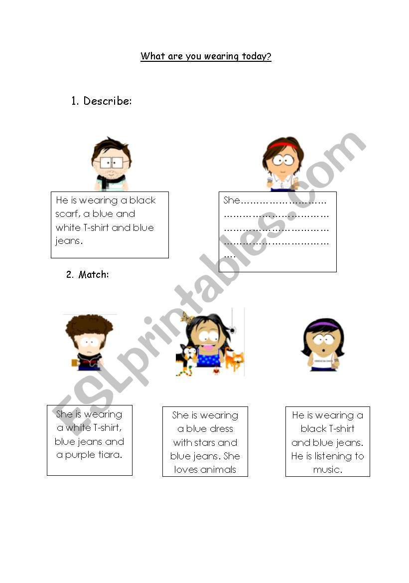 WHAT ARE YOU WEARING TODAY? worksheet