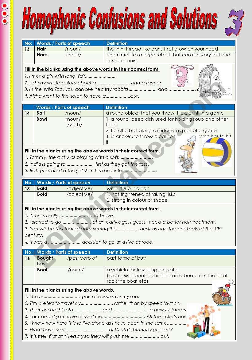 Homophonic Confusions and Solutions 3