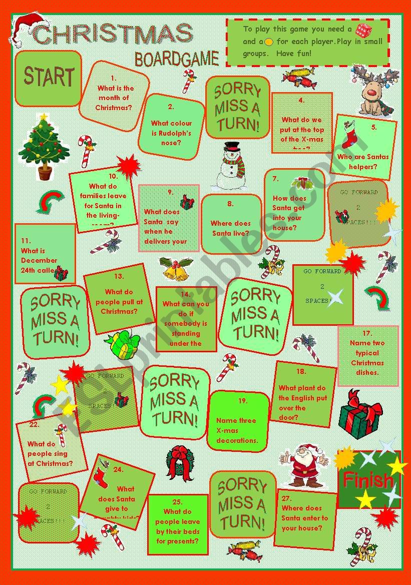 Christmas Boardgame worksheet