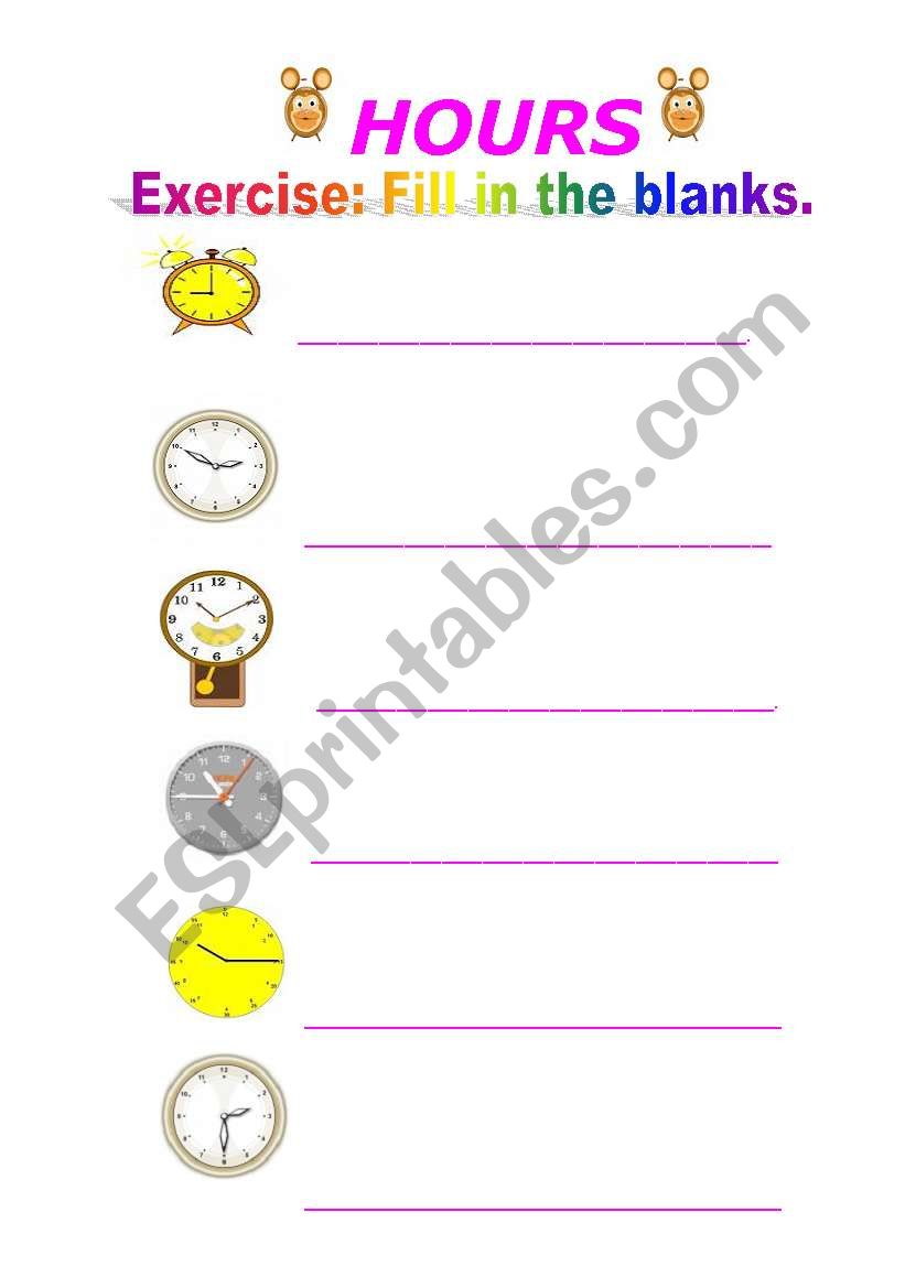 hours - exercise worksheet