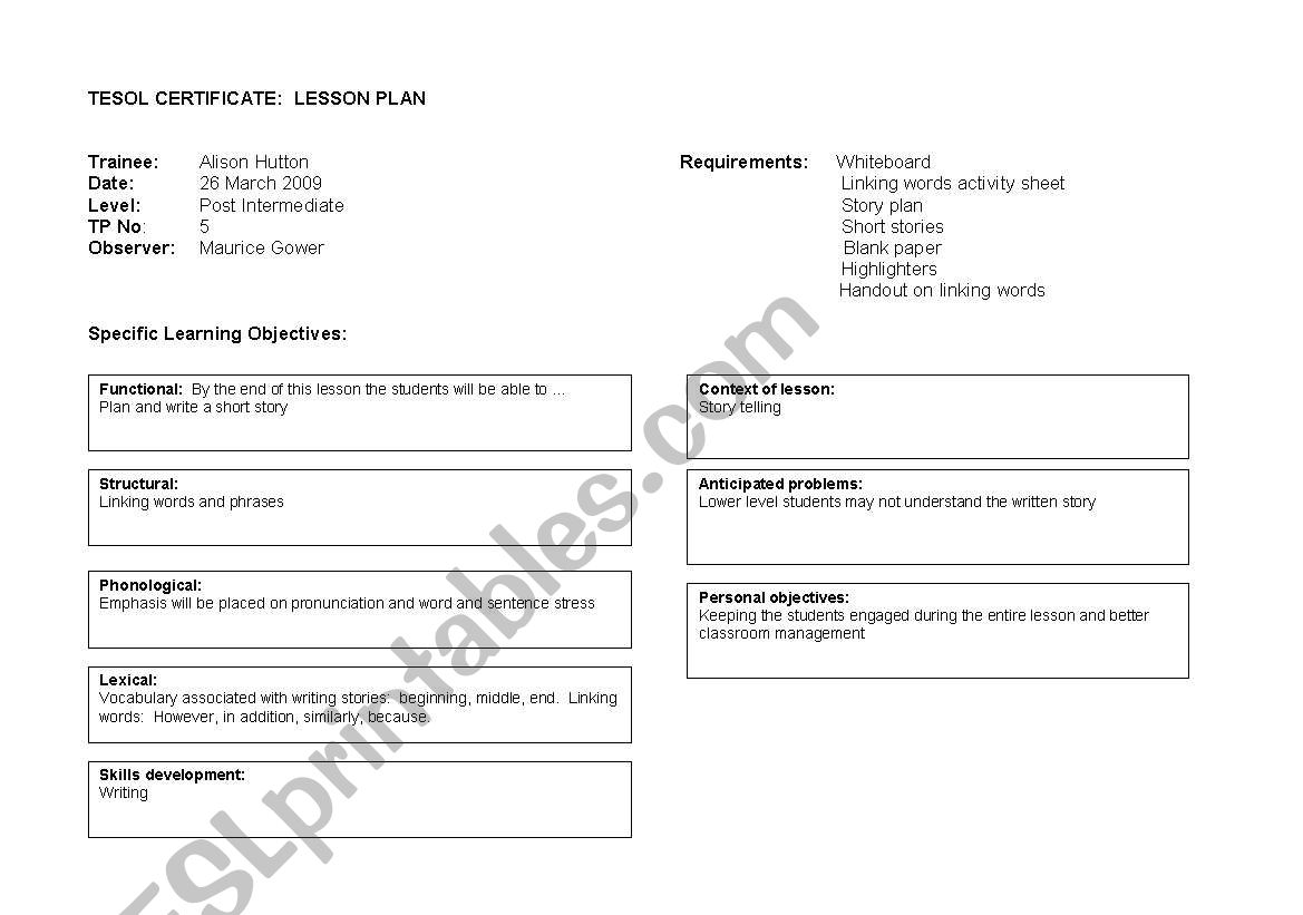 Creative Writing worksheet