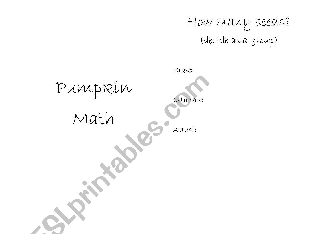 Pumpkin Data Book (Part 2/2) worksheet
