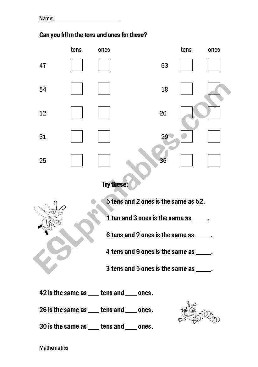 Tens & Ones worksheet