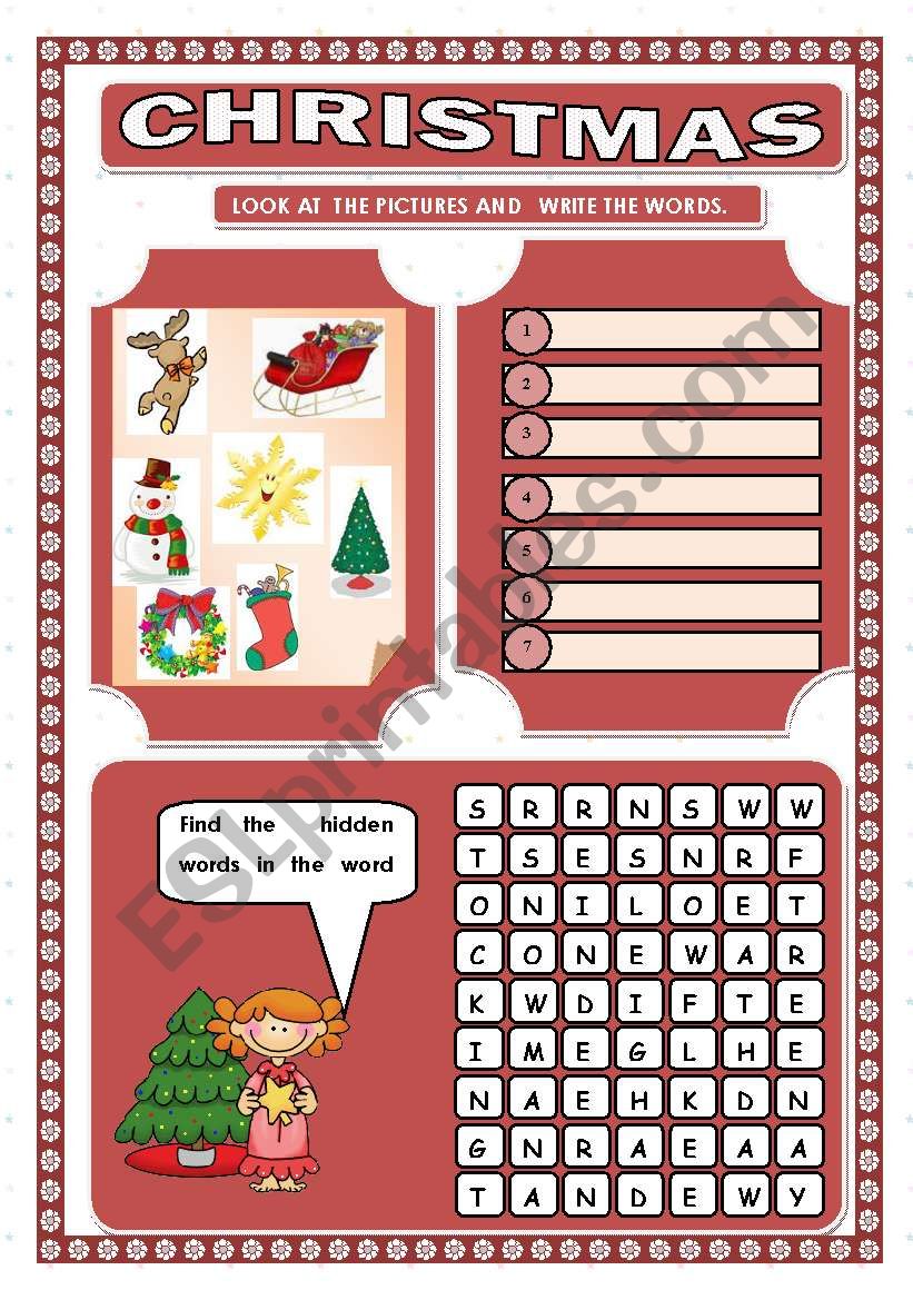 CHRISTMAS WORD SEARCH worksheet