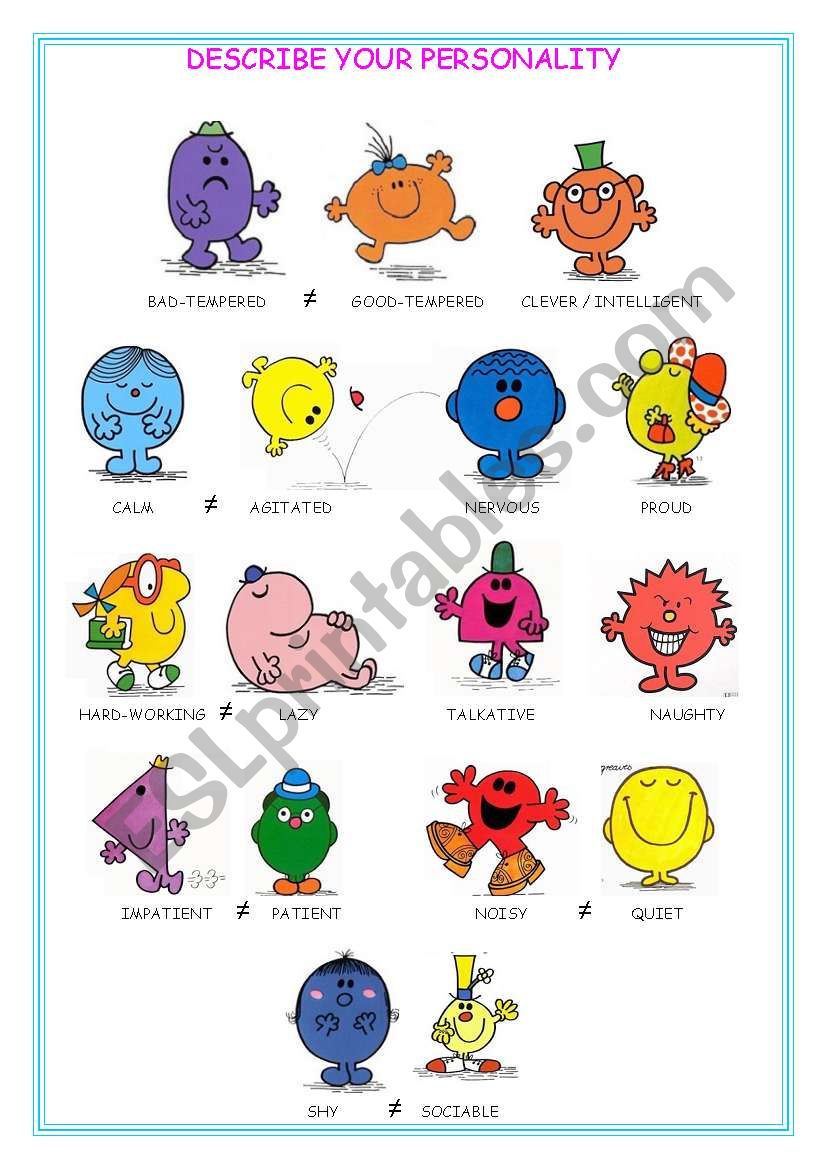 DESCRIBE YOUR PERSONALITY !!! worksheet