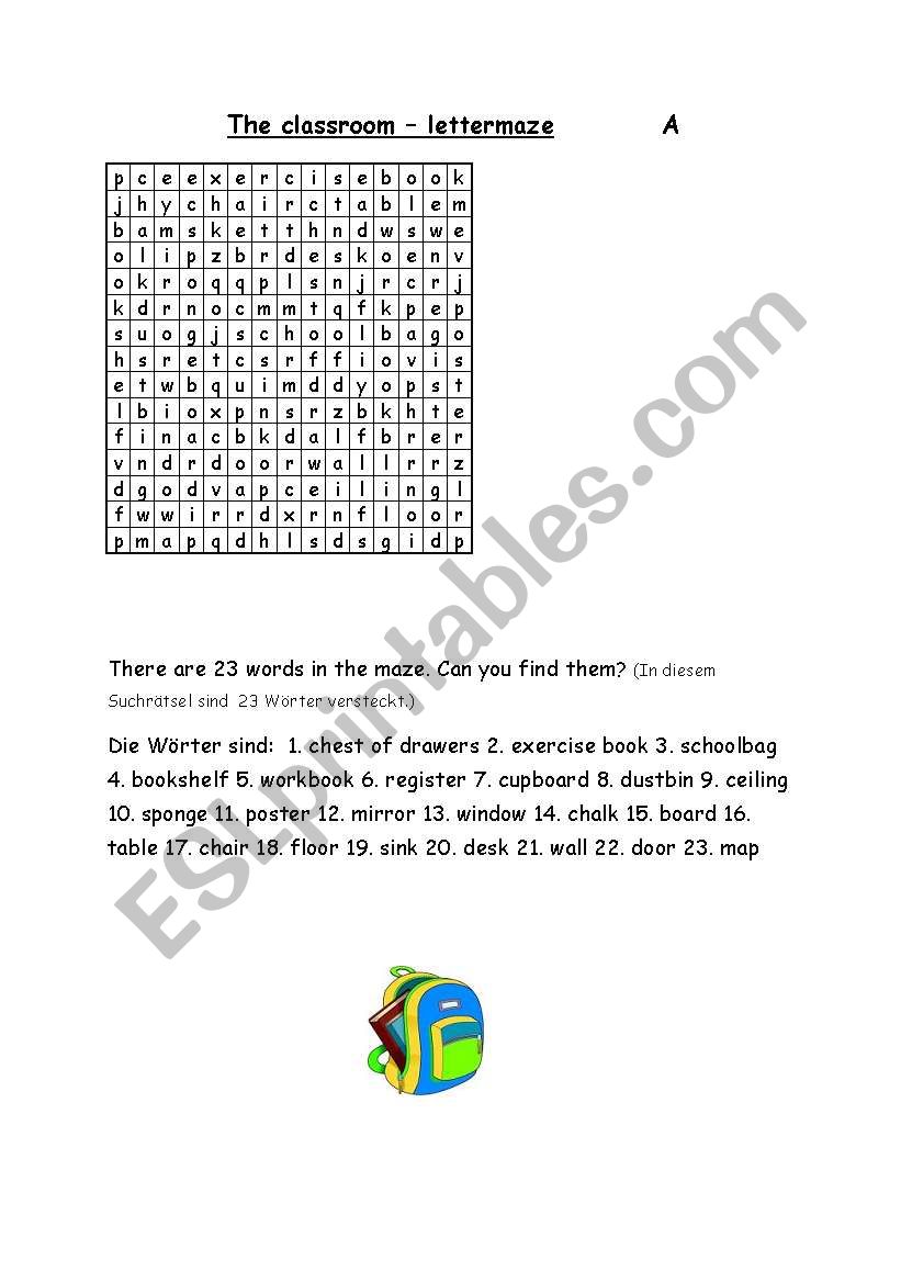 The classroom worksheet