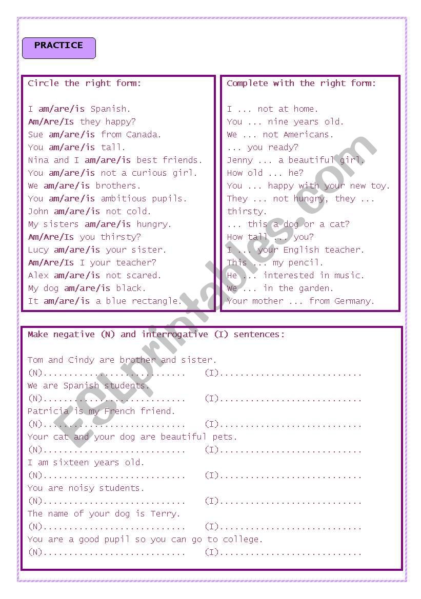 To Be Present Simple-Practice worksheet