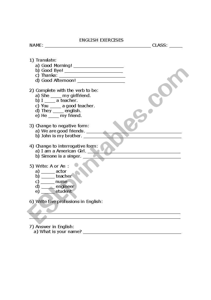 GREETINGS AND VERB TO BE worksheet