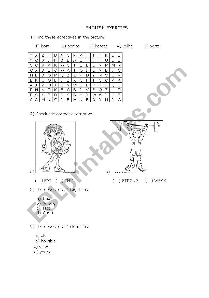 Adjectivies worksheet