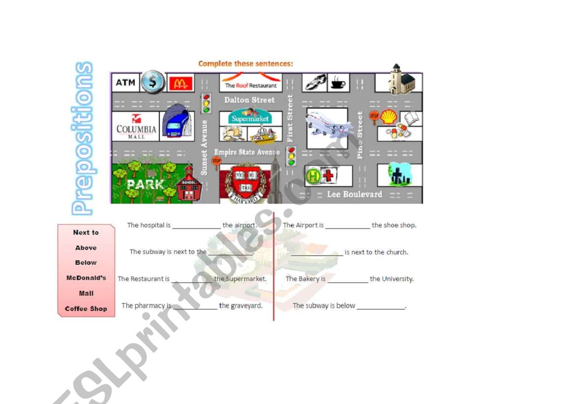 prepositons worksheet