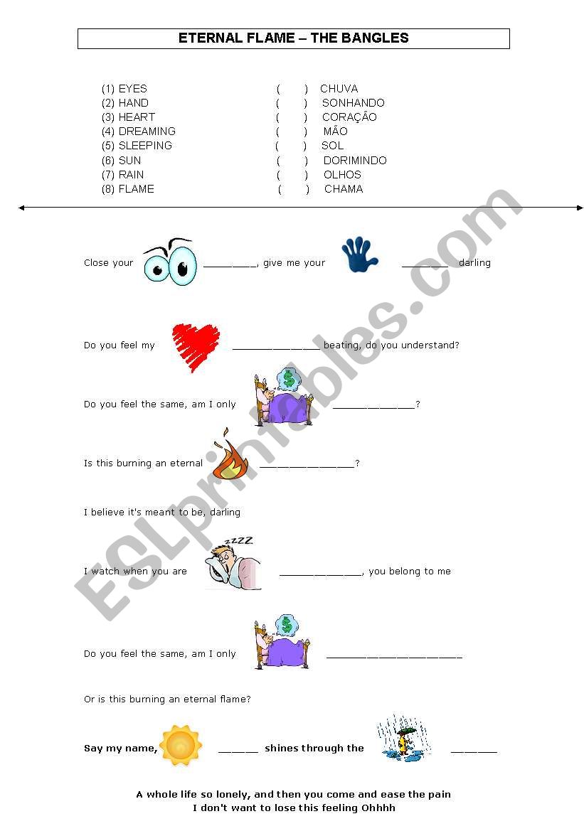 ETERNAL FLAME SONG ACTIVITY worksheet