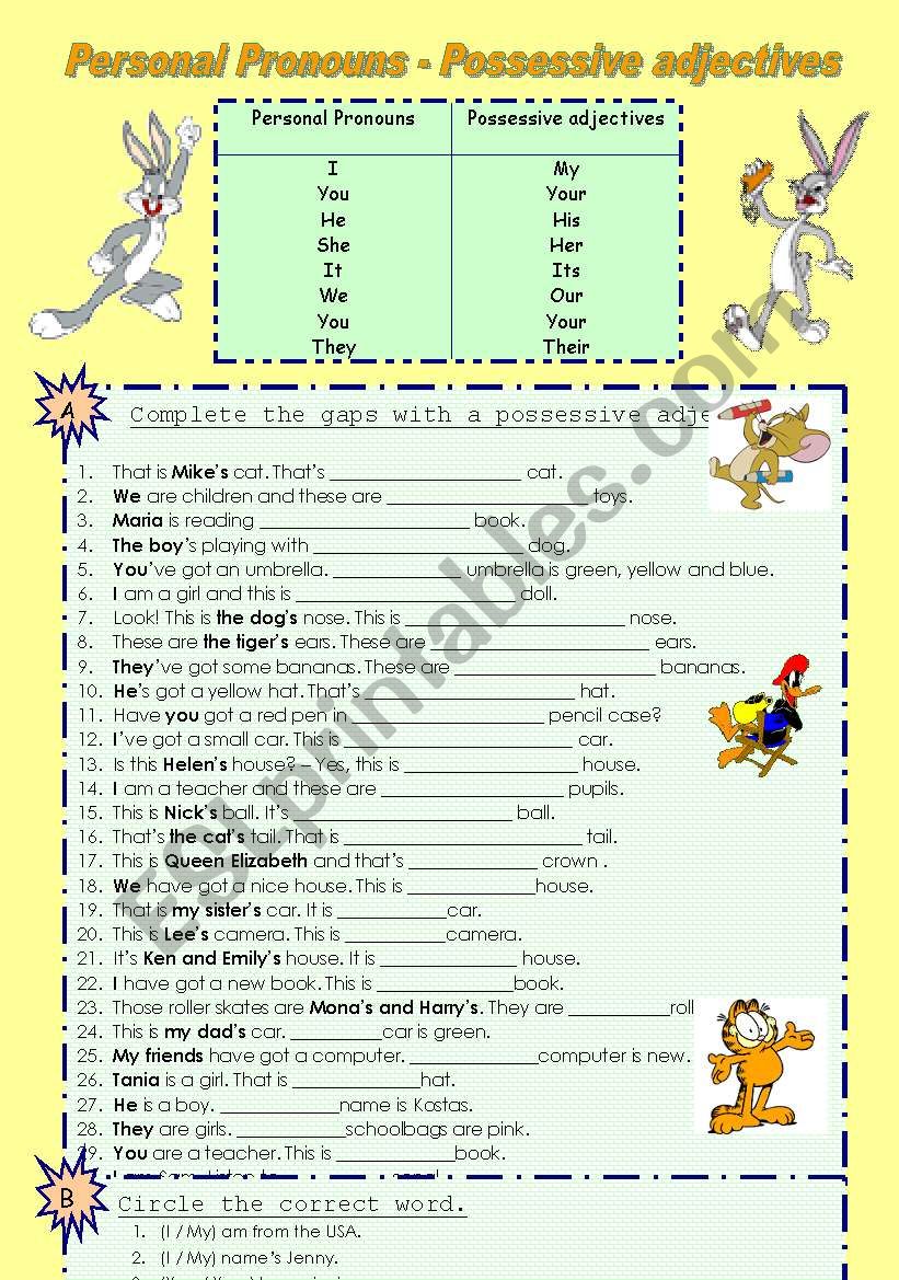 Personal Pronouns - Possessive adjectives