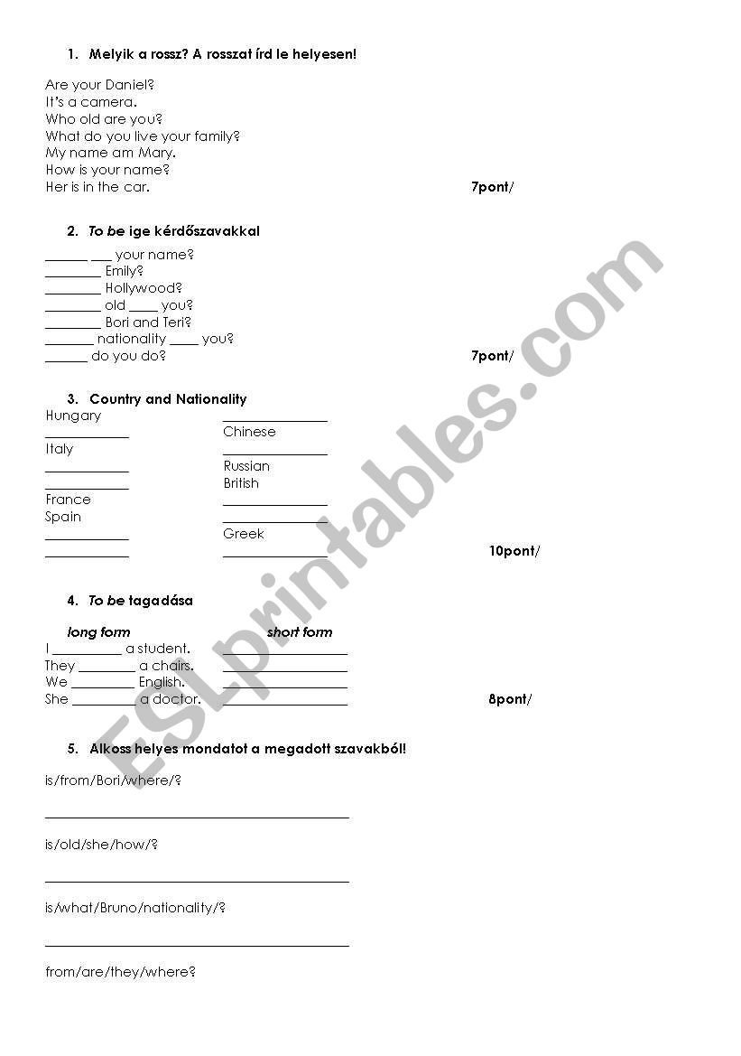 To be and interrogatives worksheet