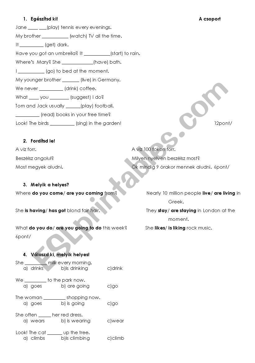 simple present and present continuous