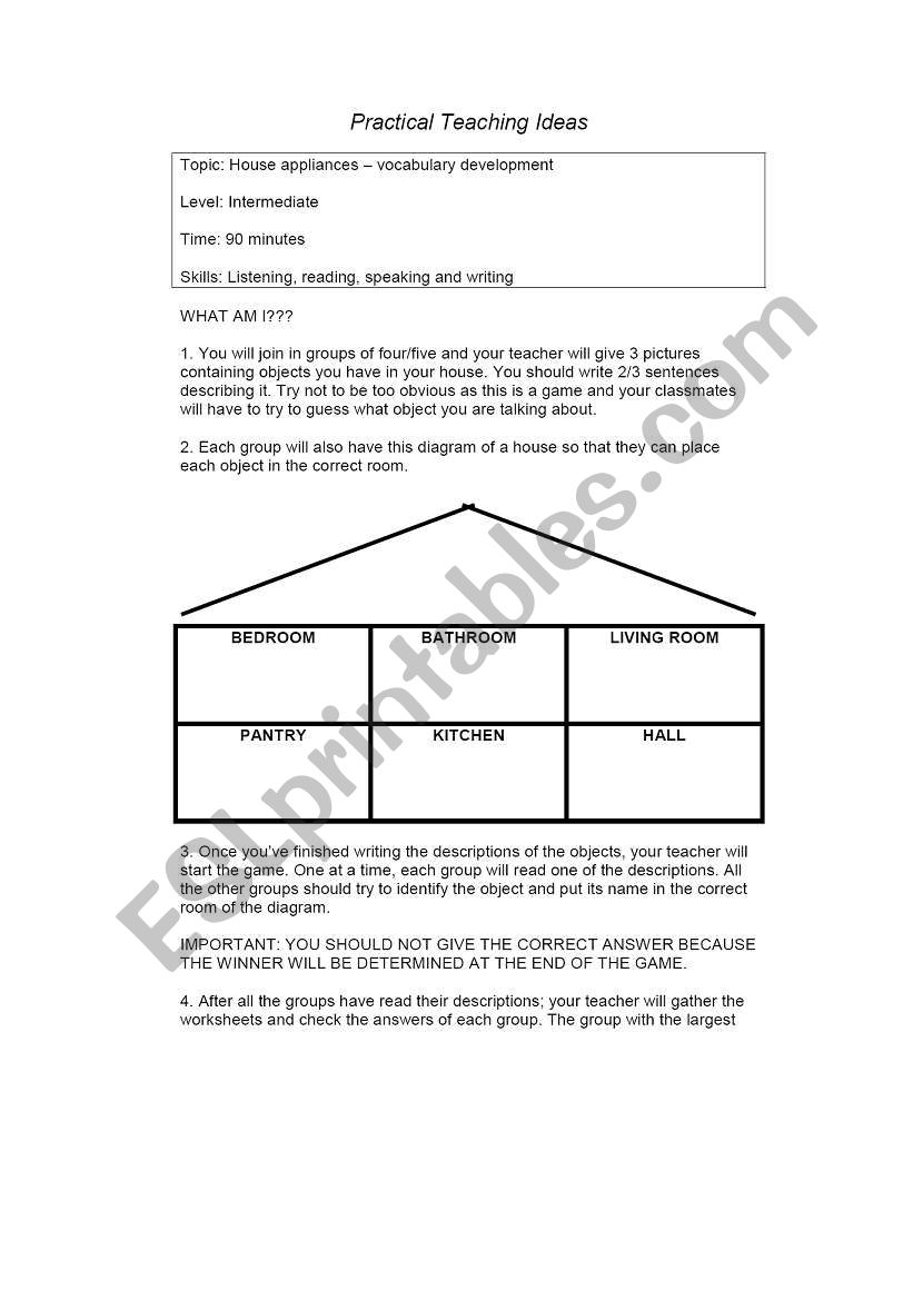 House Applicances worksheet