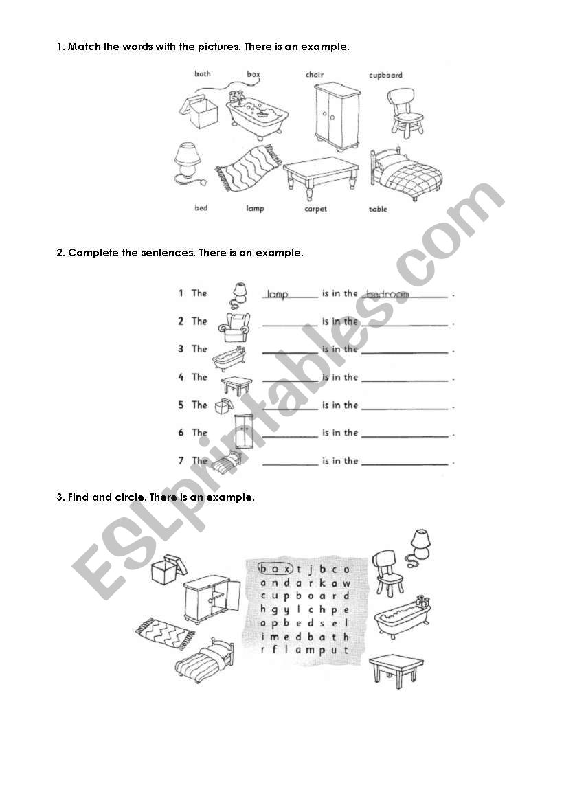 Furniture worksheet