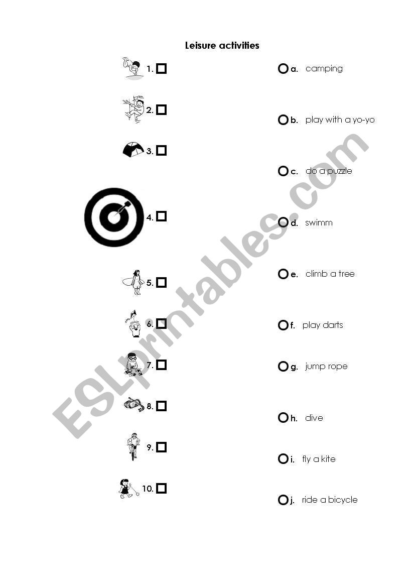 leisure worksheet